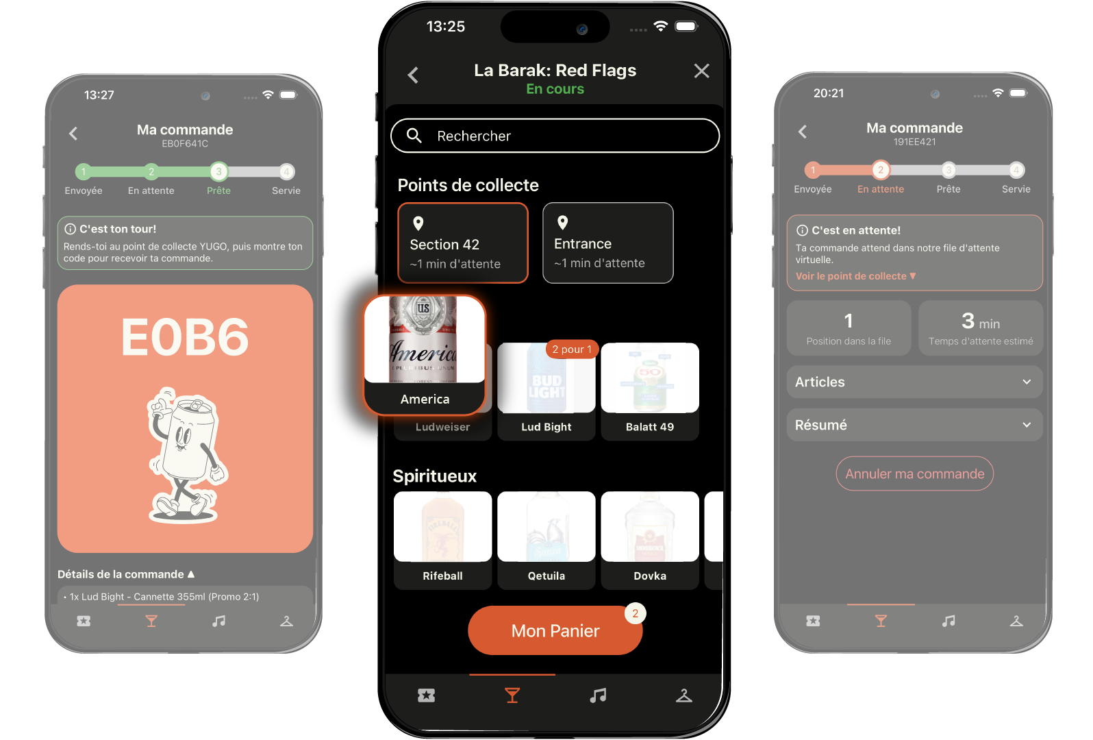 Les invités commandent et paient depuis leur téléphone.