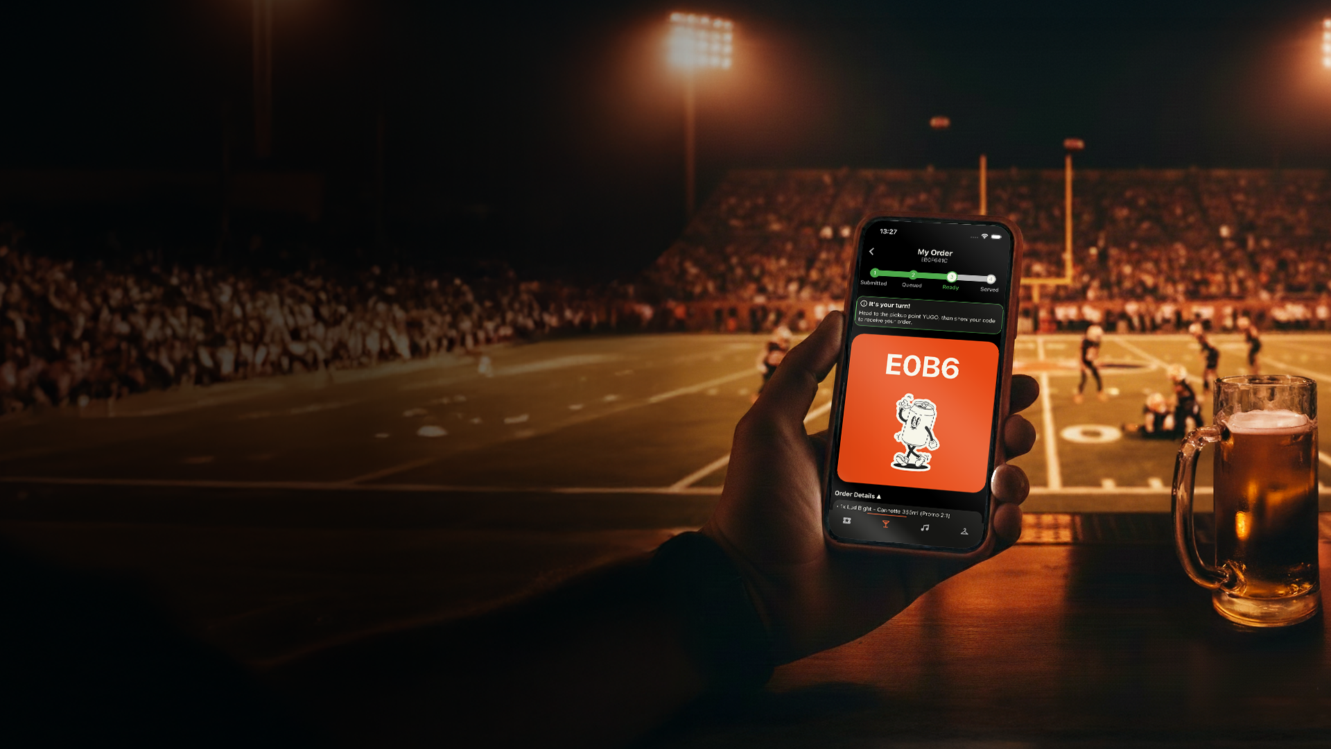 Crowd at a live event using mobile ordering